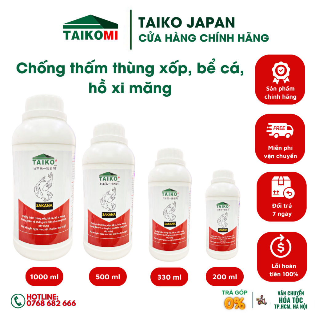 Sơn Chống Thấm Thùng Xốp - Hồ Cá - Hồ Xi Măng, Chống Rêu / TAIKO SAKANA Dung Tích 100-200-330-500ml.