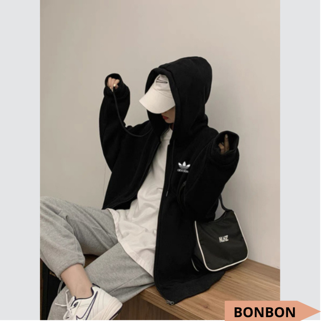 Áo hoodie zip nỉ chính hãng thích hợp cả  nữ và nam mũ 2 lớp cao cấp, Áo hoodie khóa kéo form rộng