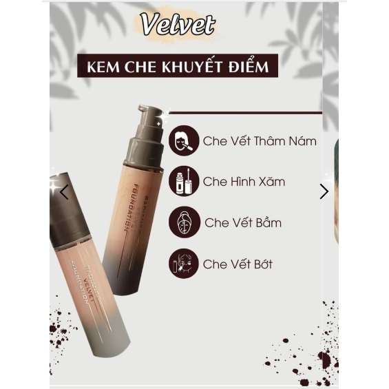 Kem che khuyết điểm VELVET - VELVET kem che khuyết điểm, che hình xăm, vết thâm nám, vết bầm, vết bớt hiệu quả