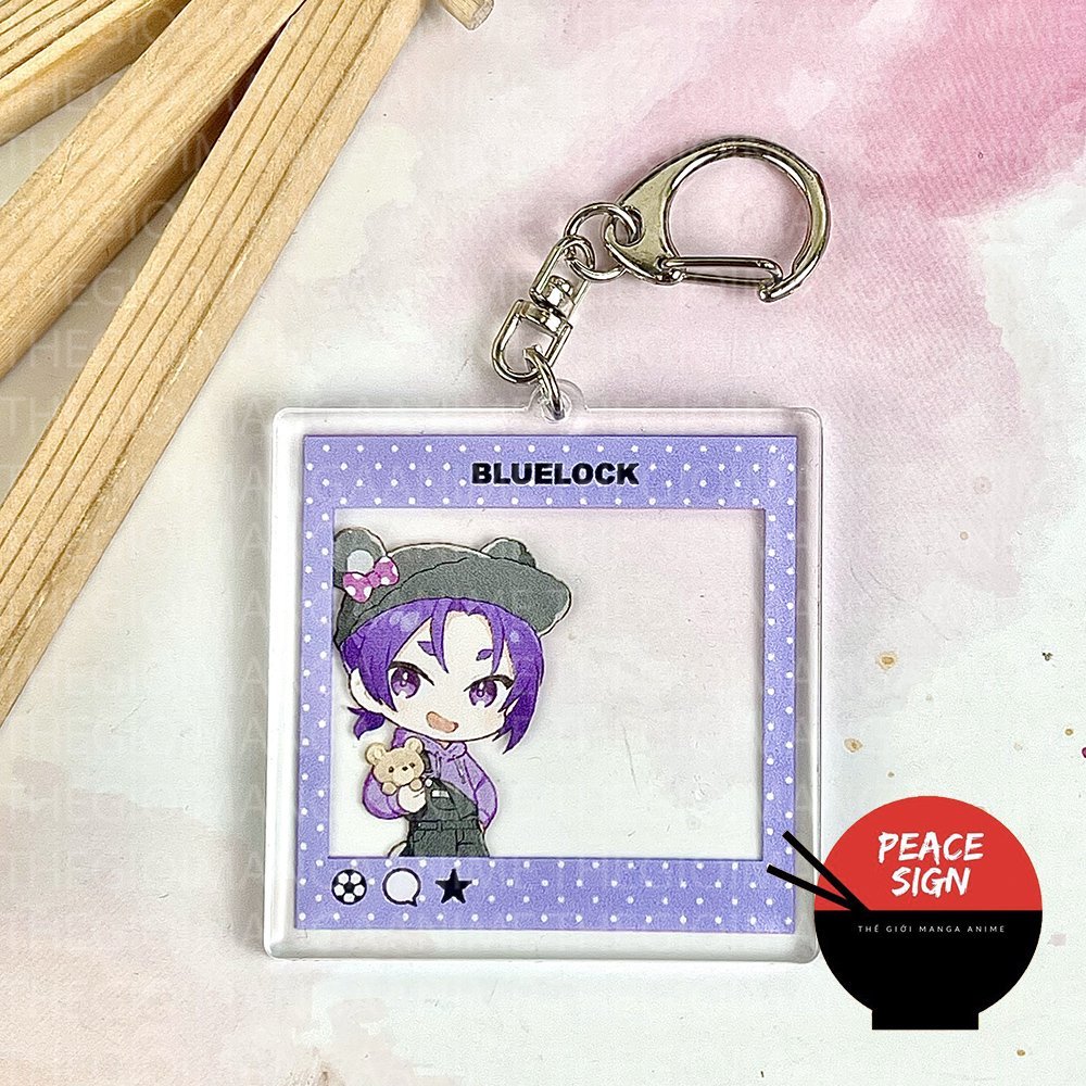Móc khóa BLUE LOCK ver TAI GẤU KHUNG VUÔNG in hình anime chibi mica trong acrylic quà tặng dễ thương