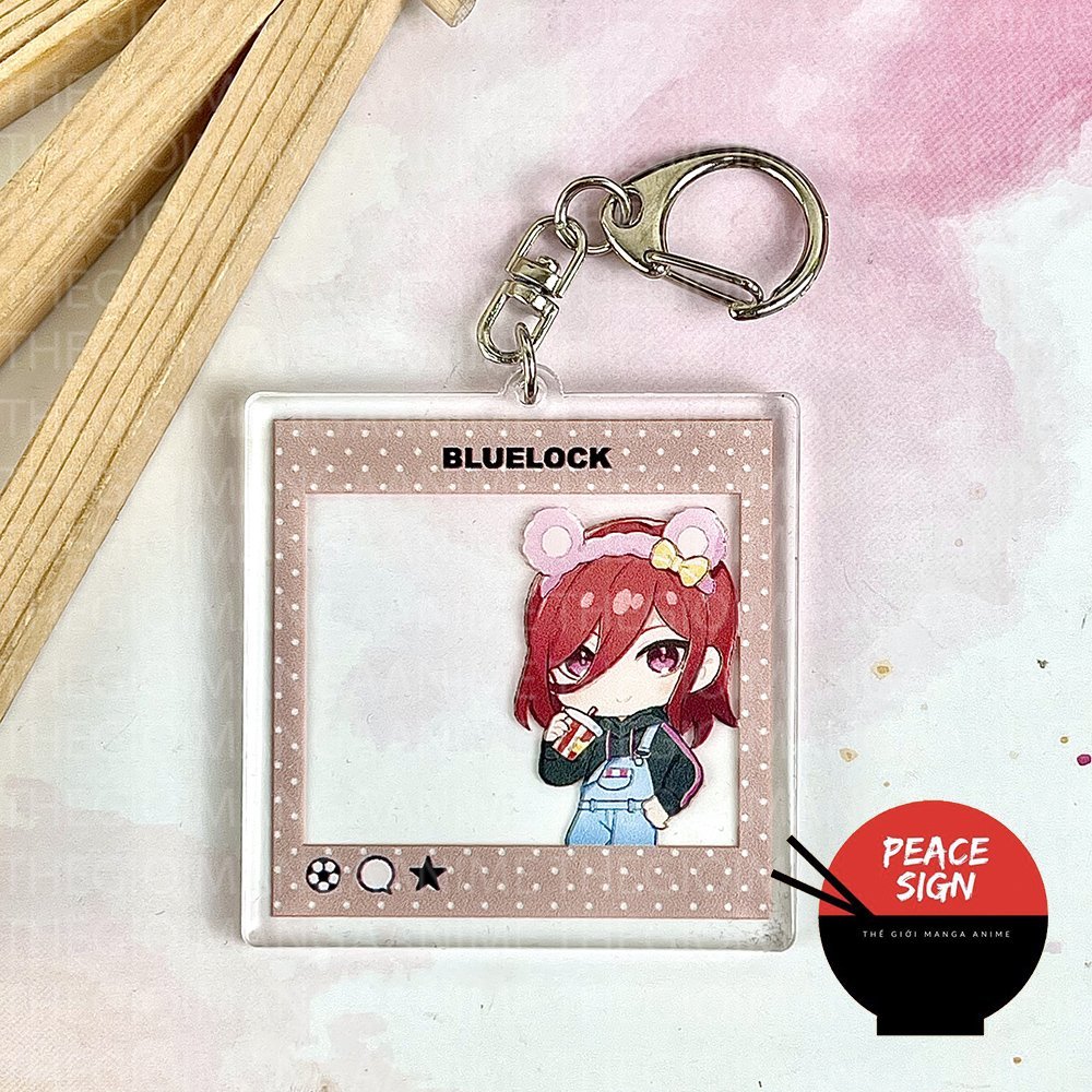 Móc khóa BLUE LOCK ver TAI GẤU KHUNG VUÔNG in hình anime chibi mica trong acrylic quà tặng dễ thương