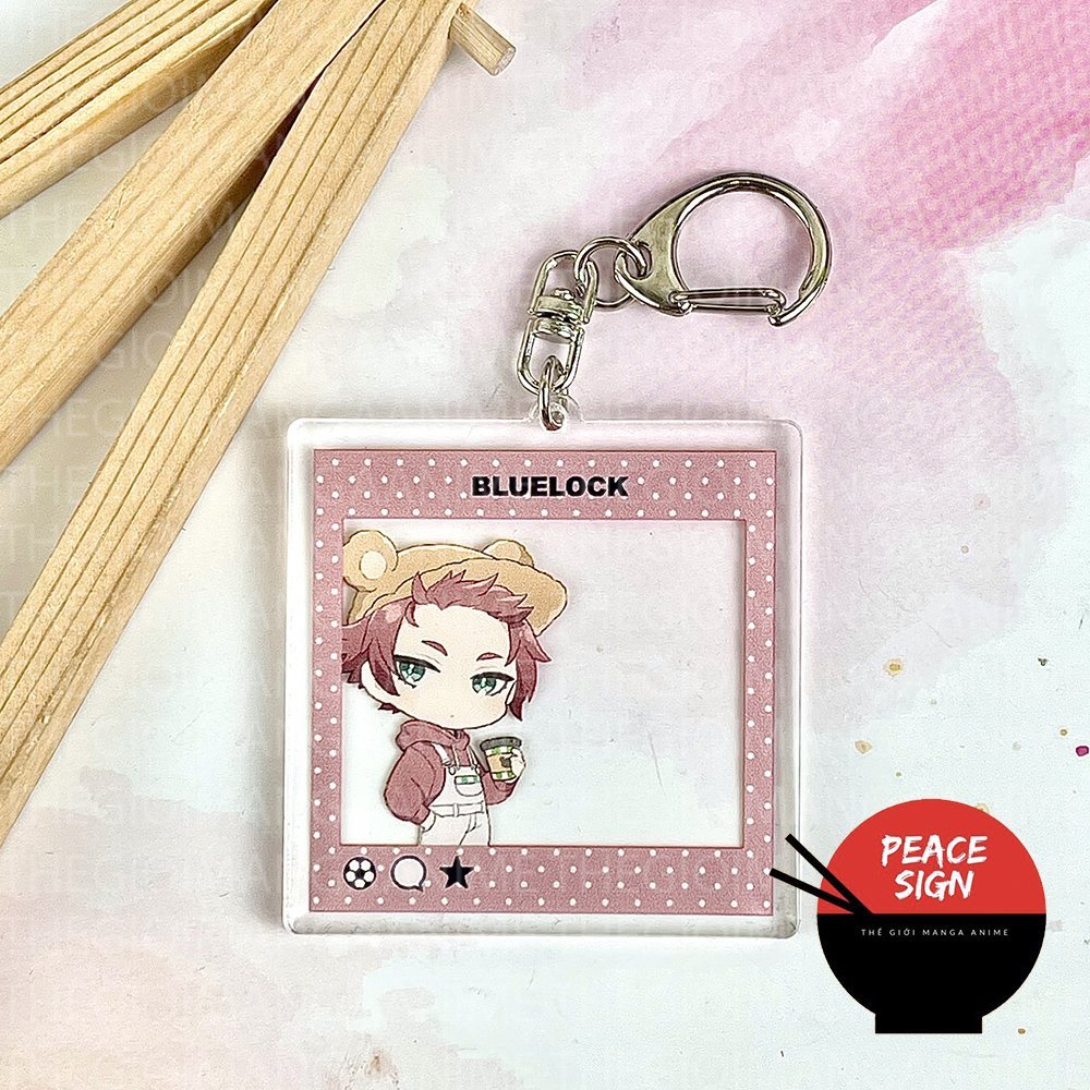 Móc khóa BLUE LOCK ver TAI GẤU KHUNG VUÔNG in hình anime chibi mica trong acrylic quà tặng dễ thương