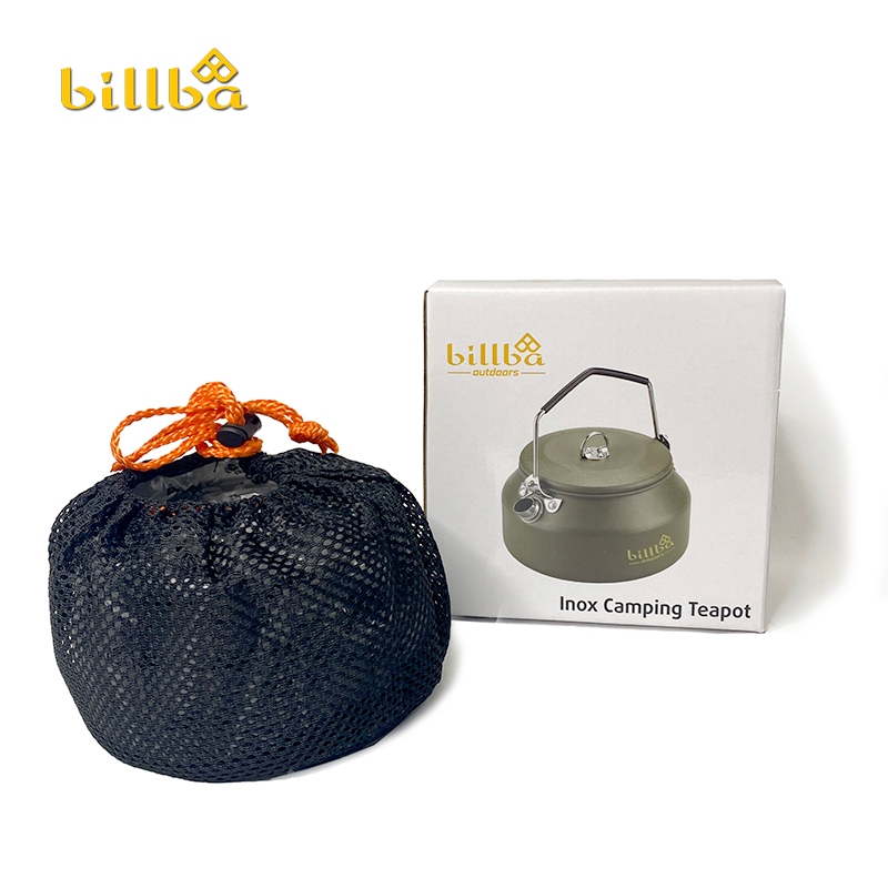 Ấm nấu nước 1 lít pha trà hoặc cà phê bằng inox 304 nhỏ gọn dùng cho đi du lịch dã ngoại cắm trại BB4320 - BillBa Campin
