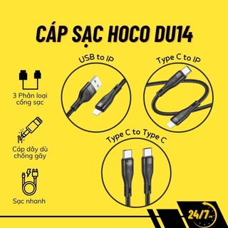 Cáp sạc Hoco DU14 hỗ trợ sạc nhanh 3A, truyền dữ liệu , Lõi hợp kim aluminum dây dù siêu bền, dài 1M