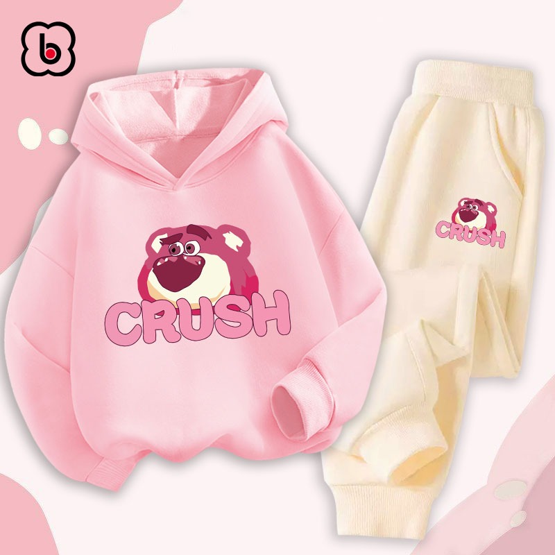 Bộ nỉ cho bé BabyloveGO mẫu mới 2023 đồ bộ thu đông áo hoodie bé gái size 10kg đến 35kg HT-AG32