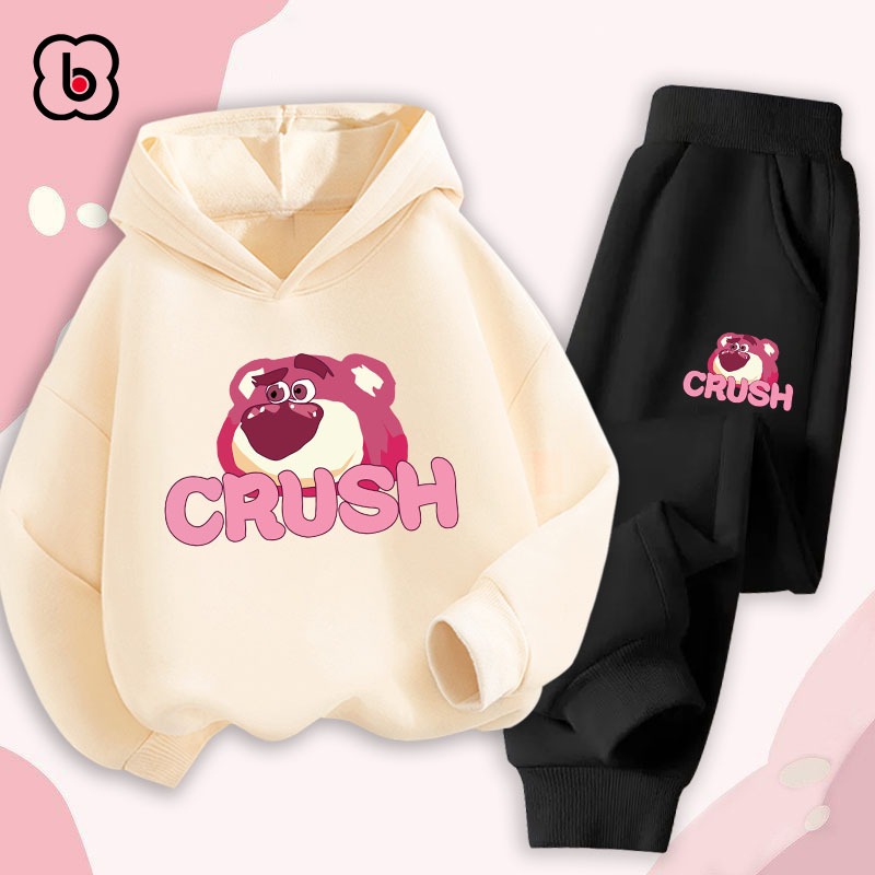 Bộ nỉ cho bé BabyloveGO mẫu mới 2023 đồ bộ thu đông áo hoodie bé gái size 10kg đến 35kg HT-AG32