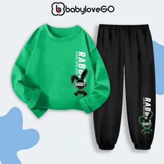 Bộ thun bé trai BabyloveGO 2025 quần áo dài tay cho bé trai bé gái size 10kg đến 35kg BDRB38