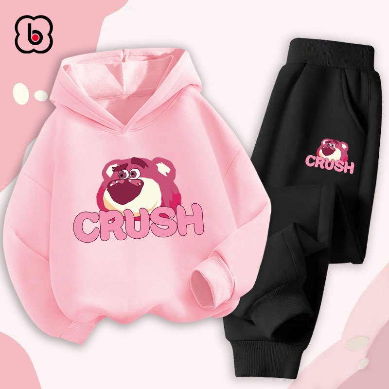 Bộ nỉ cho bé BabyloveGO mẫu mới 2023 đồ bộ thu đông áo hoodie bé gái size 10kg đến 35kg HT-AG32