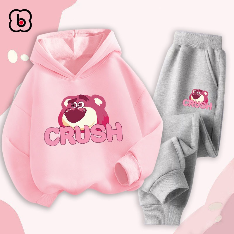 Bộ nỉ cho bé BabyloveGO mẫu mới 2023 đồ bộ thu đông áo hoodie bé gái size 10kg đến 35kg HT-AG32