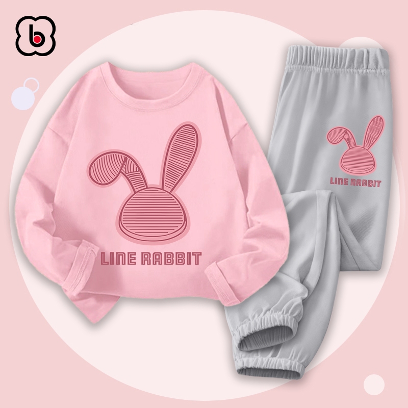 Bộ thun cotton dài tay cho bé gái BabyloveGO 2023 size 10kg đến 35kg BDRB33