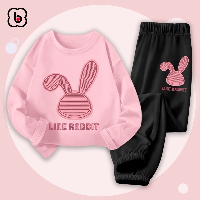 Bộ thun cotton dài tay cho bé gái BabyloveGO 2023 size 10kg đến 35kg BDRB33