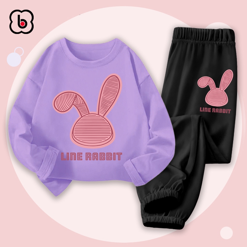 Bộ thun cotton dài tay cho bé gái BabyloveGO 2023 size 10kg đến 35kg BDRB33