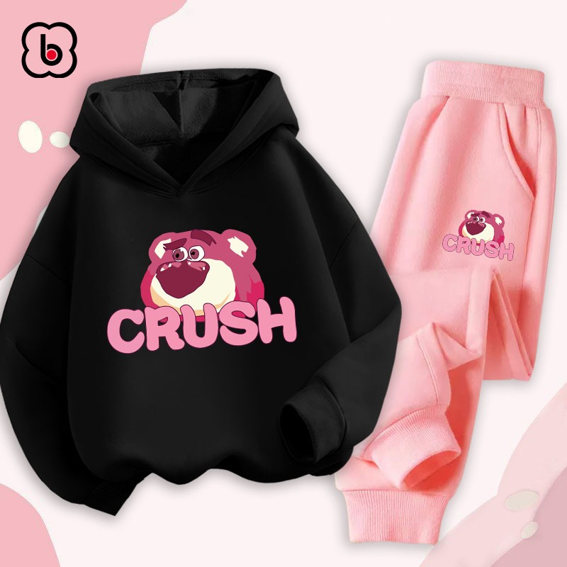 Bộ nỉ cho bé BabyloveGO mẫu mới 2023 đồ bộ thu đông áo hoodie bé gái size 10kg đến 35kg HT-AG32