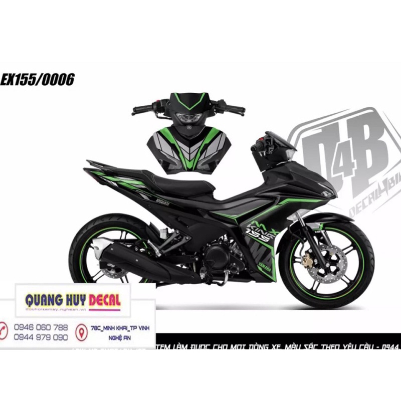 Tem trùm exciter 155 Đen chỉ xanh lá MX KING
