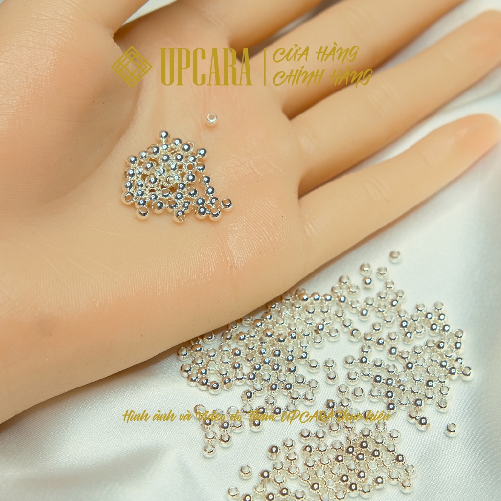 Một viên bi bacS925 3 mm phối chuỗi vòng đeo tay, chặn hạt đá thêm sang trọng đẹp, không phù hợp xỏ vòng dây cáp