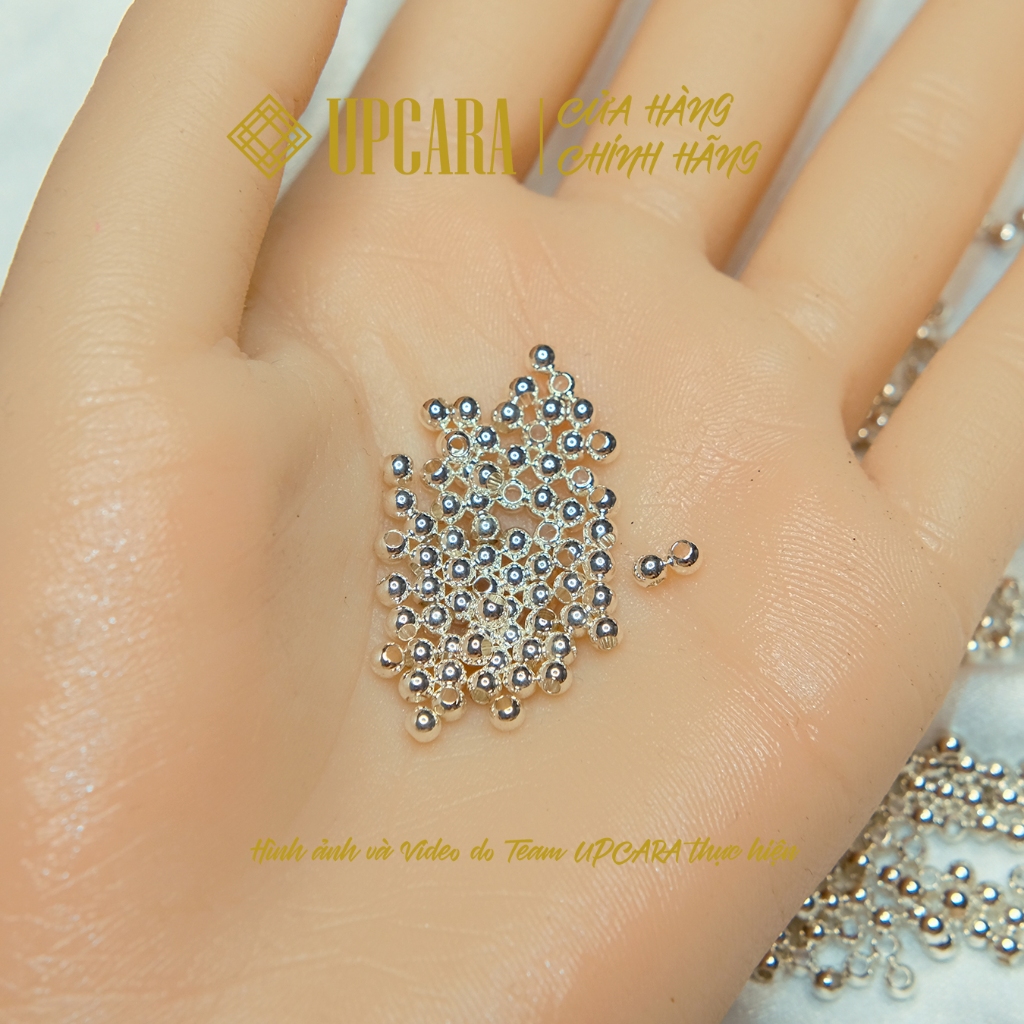 Một viên bi bacS925 3 mm phối chuỗi vòng đeo tay, chặn hạt đá thêm sang trọng đẹp, không phù hợp xỏ vòng dây cáp