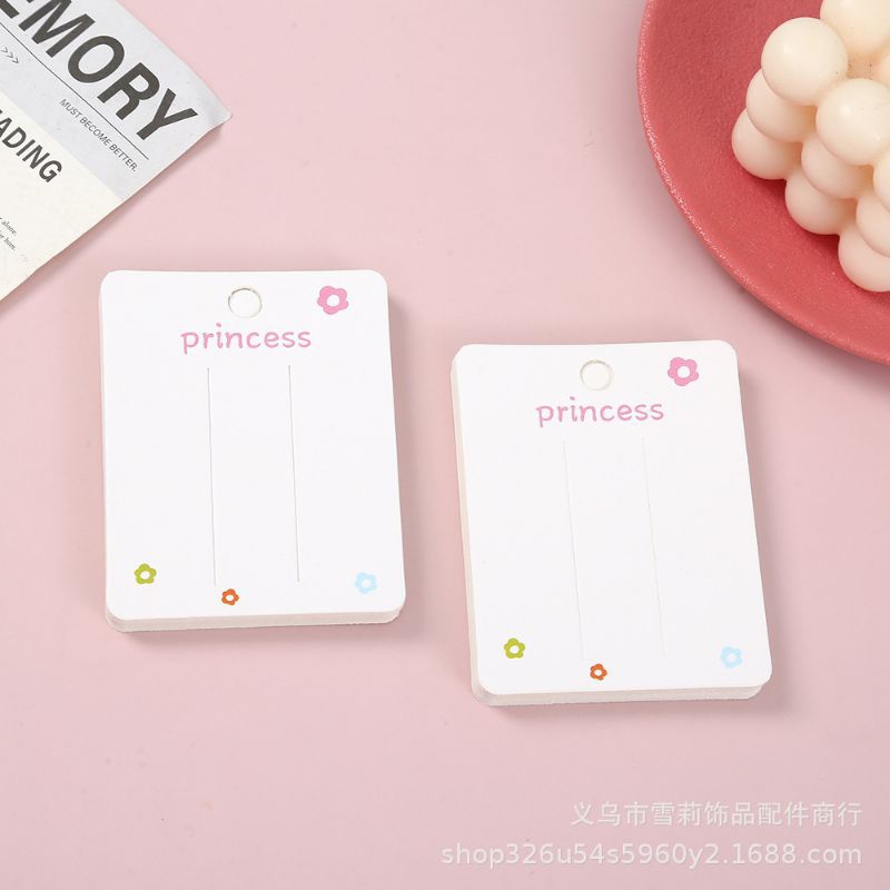 Set 50 thẻ giấy hình hoa princess trưng bày kẹp tóc màu trắng handmade