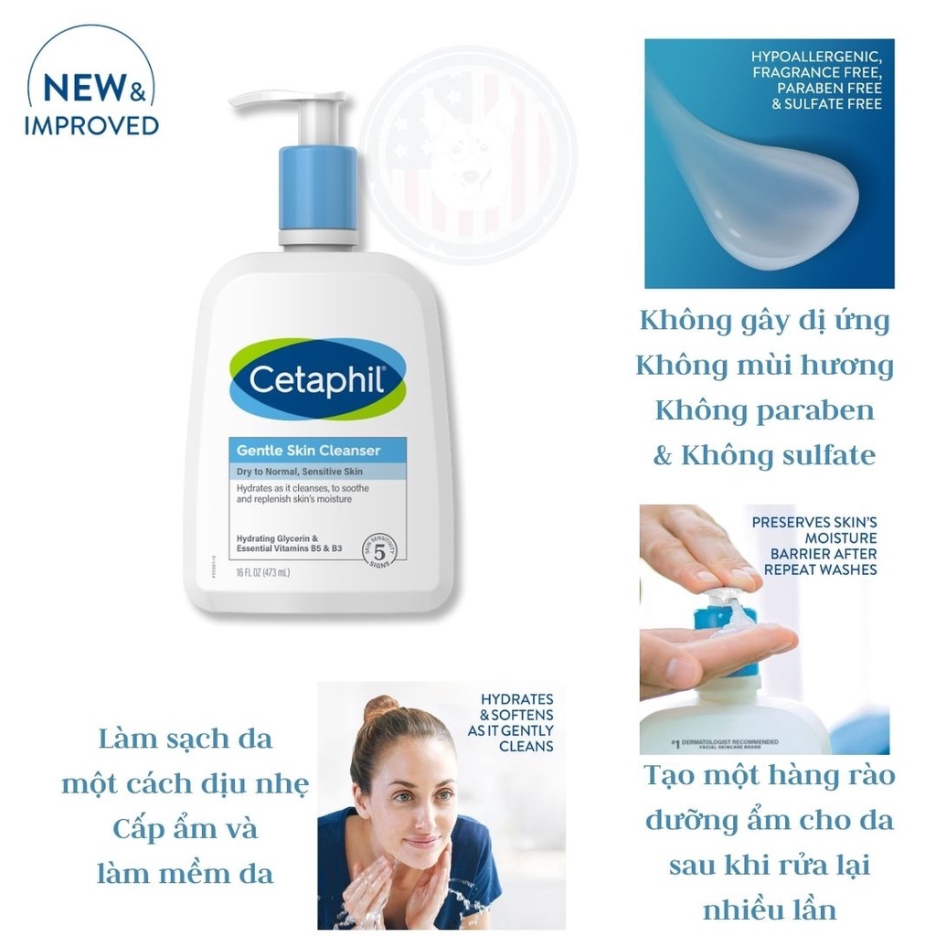 Sữa Rửa Mặt Cetaphil, Làm Sạch Sâu Giảm Mụn Dịu Lành Cho Da Dầu Da Nhạy Cảm 500ml