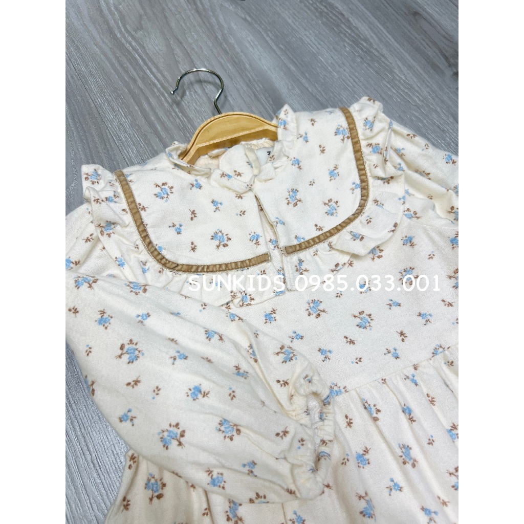 Váy bé gái baby doll Laughing hoa nhí xanh