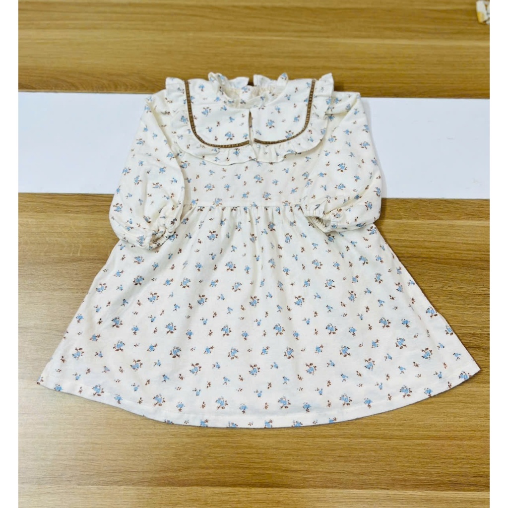 Váy bé gái baby doll Laughing hoa nhí xanh