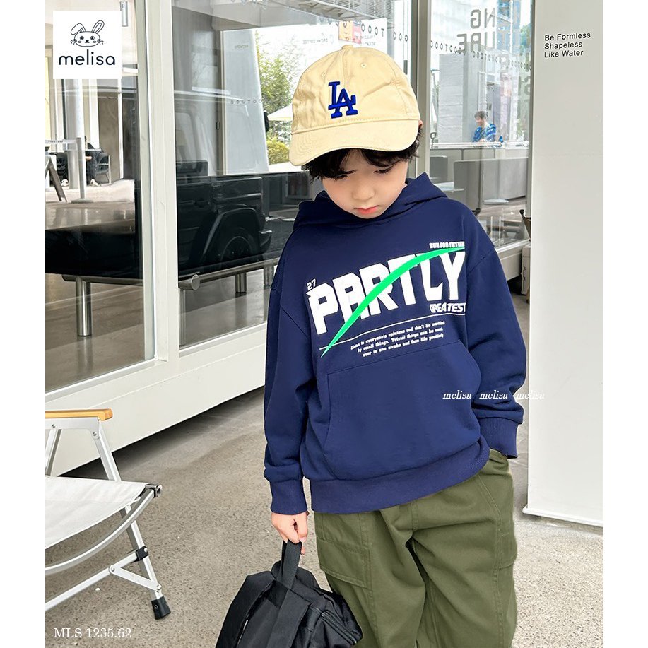 Bộ nỉ bé trai Melisa chữ PARTLY quần rêu