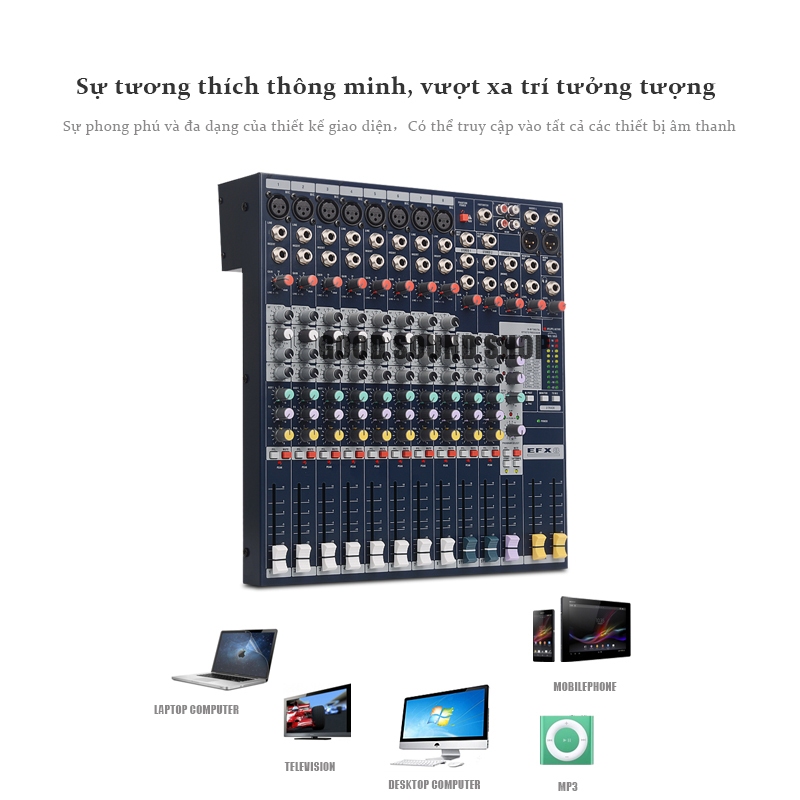 Bàn Mixer SoundcrafteEFX 12, 12 kênh analog, Băng Tần EQ Lọc Âm Thanh
