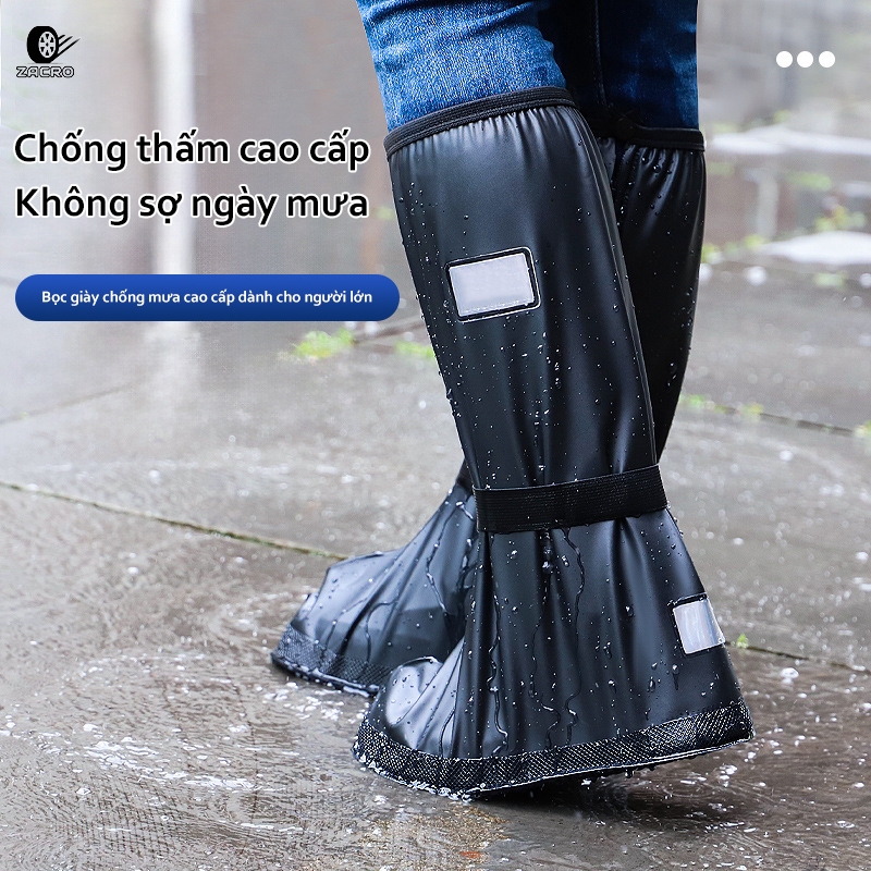 ZACRO ủng đi mưa chống nước Ủng Đi Mưa-Bọc Giày Đi Mưa Cổ Cao Với Chất Liệu Nhựa PVC 2 Lớp