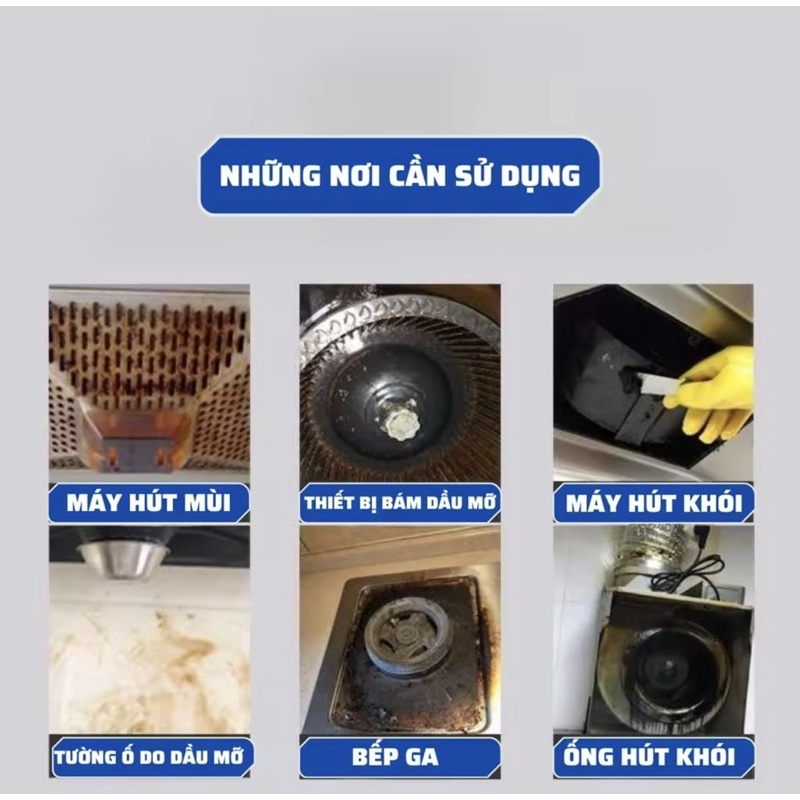 Chai xịt tẩy dầu mỡ, nhà bếp, bếp gas, vết bám bẩn hút mùi, bếp từ đánh bay siêu sạch 500ml QM.GD033