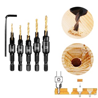 Mũi Khoan 2 Tầng (bộ 5 mũi) - 3 phần riêng biệt mũ vít, thân vít trơn và thân mũi ren