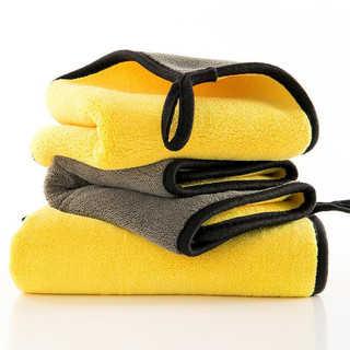 Khăn lau đa năng microfiber 2 mặt vàng - xám, khăn lau xe ô tô - siêu thấm cực dày siêu thấm 88419- giadungstore88