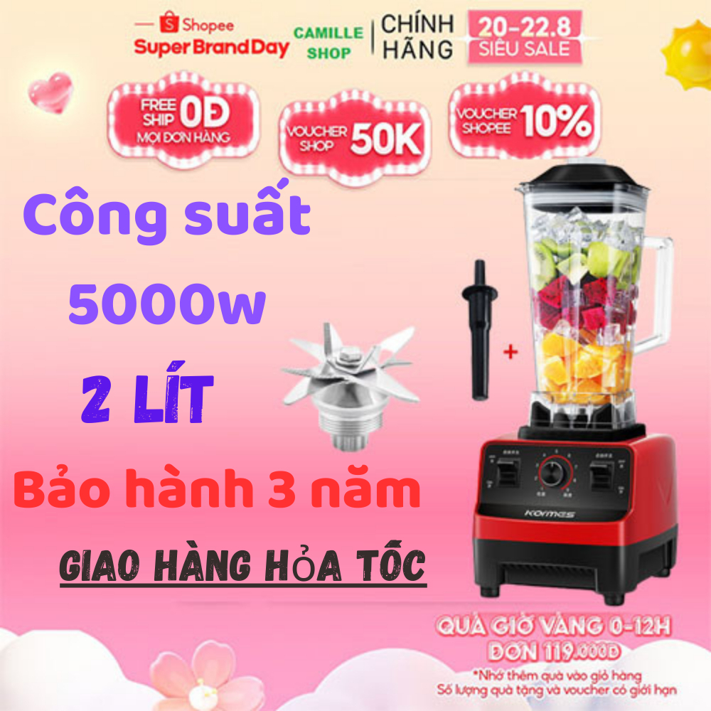 Máy xay sinh tố công nghiệp xay thịt cá rau củ đá viên. công suất 4500w. Máy xay đa năng bản 2 cối Bảo hành 2 năm