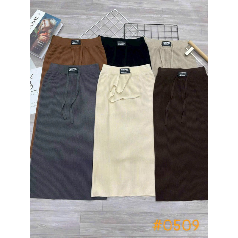 Chân váy len mác xẻ sau dáng dài hàng Quảng Châu