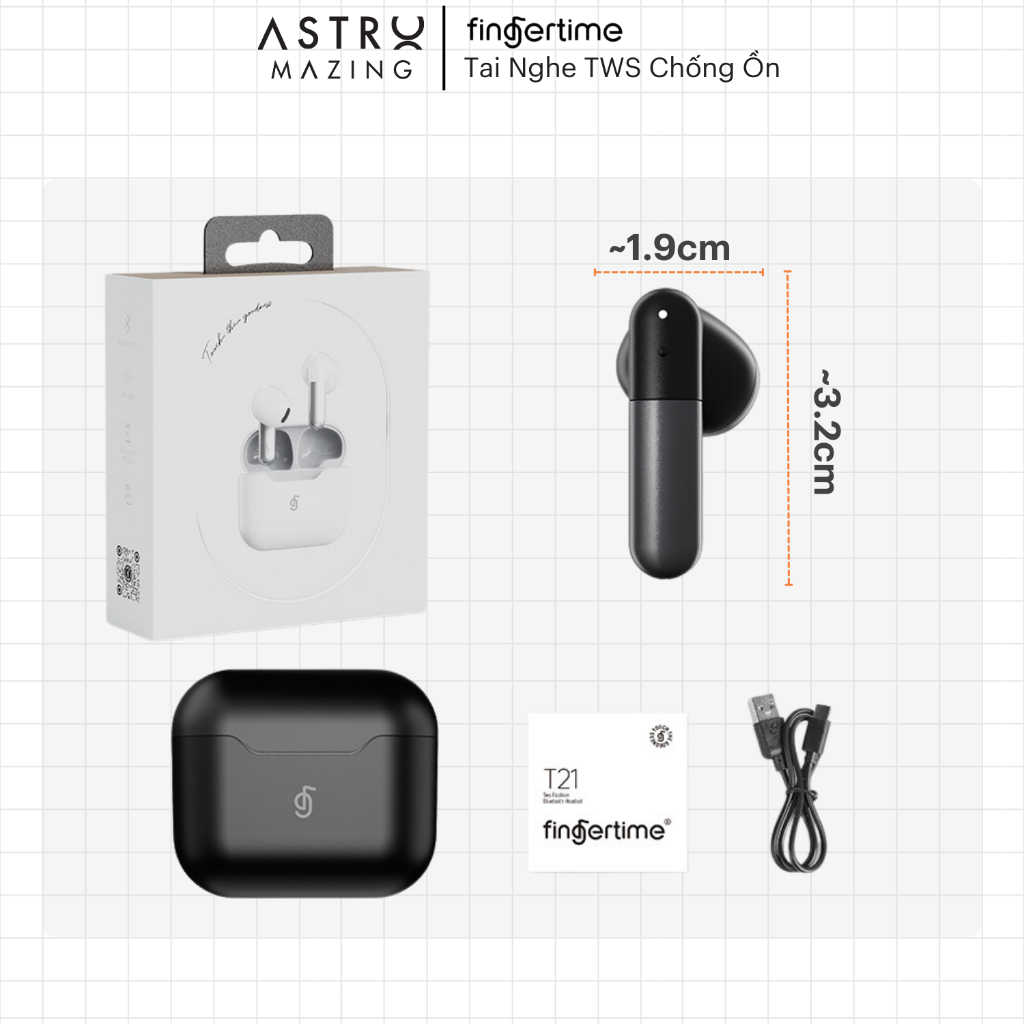 [TWS Buds] Tai nghe không dây TWS Fingertime T21 by AstroMazing - Tai nghe không dây true wireless