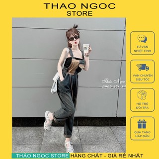 Yếm jean nữ dài style hot, yếm quần jean dài túi to thảo ngọc store