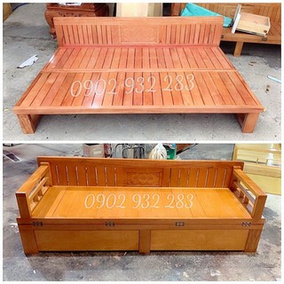 Sofa giường thông minh - giường gấp thành ghế gỗ tự nhiên giá xưởng