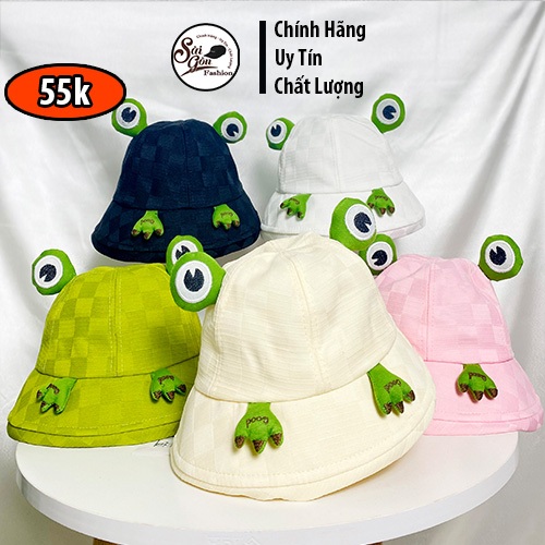 Nón Bucket | Mũ tai bèo chất Kaki cho Bé hình Ếch Xanh Nghộ Nghĩnh Dễ Thương
