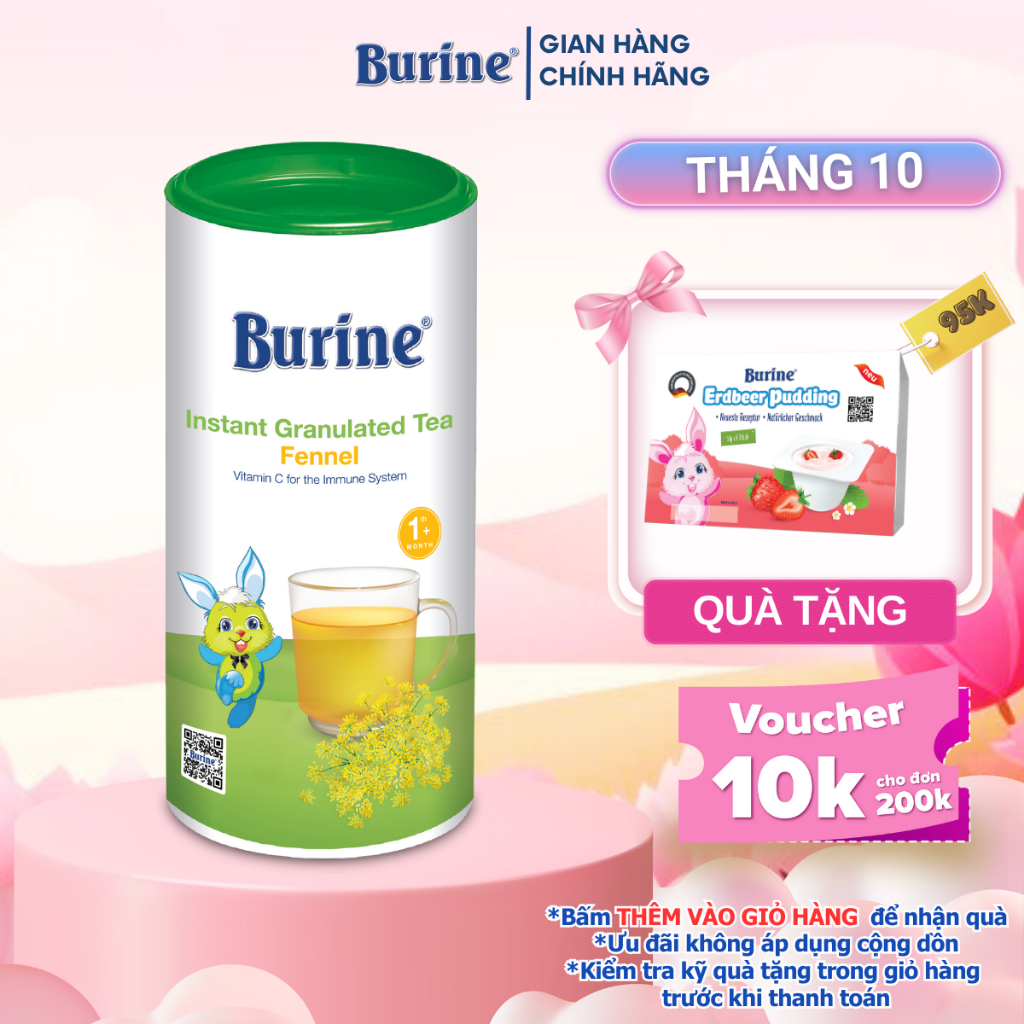 Trà Hoa Quả BURINE Vị Thì Là Giúp Hạn Chế Tưa Lưỡi, Hỗ Trợ Tiêu Hoá - Dành Cho Trẻ Từ 1 Tháng Tuổi (200g)