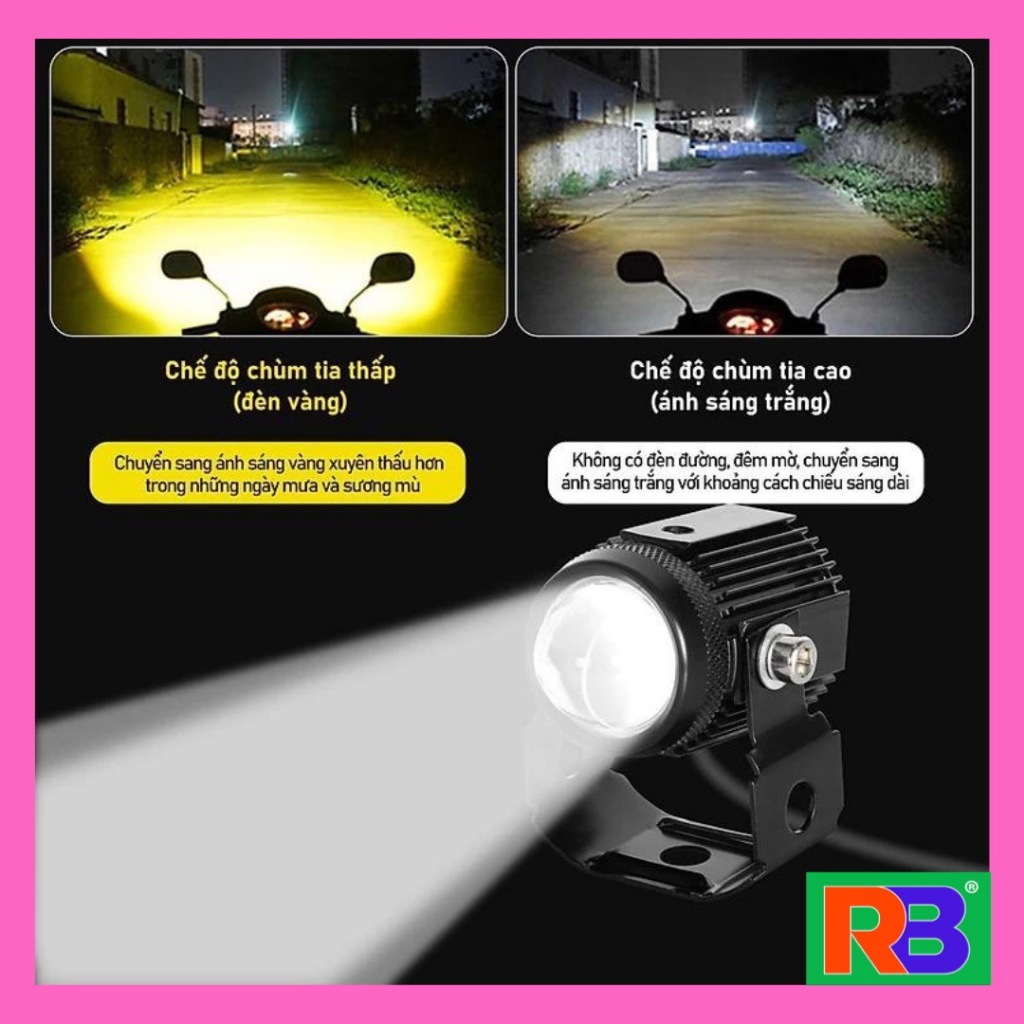 SIÊU SALE-  1 Cái  Đèn Trợ Sáng Bi Cầu Mini Cos Vàng pha Trắng 2 chế độ sáng /TẶNG CÔNG TẮC