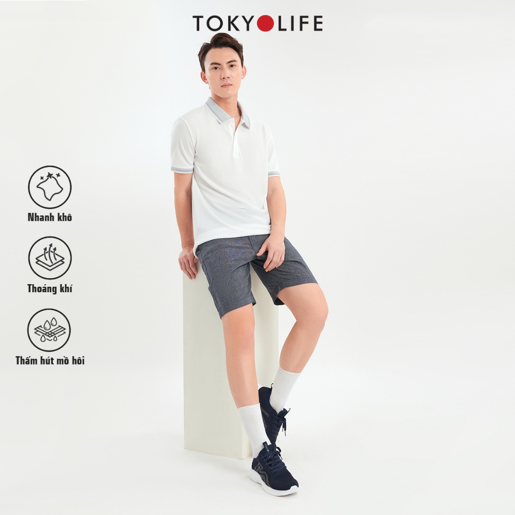 Áo Polo NAM Vỏ trấu Nano cổ ghi phối sọc viền trắng TOKYOLIFE C7POL504M