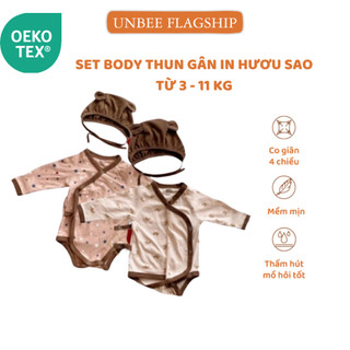 Bộ Quần Áo Liền Dài Tay Unbee Cài Vai In Hình Cho Bé  phong cách Hàn Quốc, họa tiết hươu chất Cotton Hàn