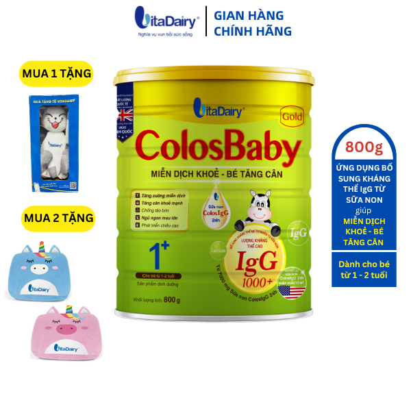 [TẶNG THÚ BÔNG CHÂN DÀI] COLOSBABY GOLD 1+ 800G hỗ trợ tăng cân, miễn dịch khỏe - VitaDairy