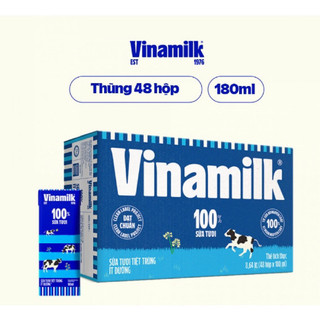 Thùng 48 Hộp Sữa Tươi Tiệt Trùng Vinamilk Ít Đường - 180 ml x 48 hộp ( giá trừ KM )