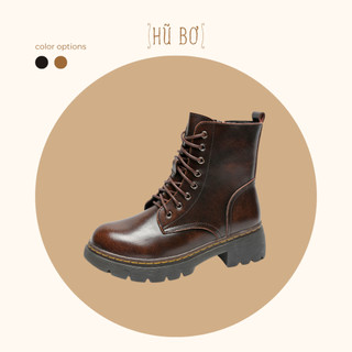 Combat boots 5cm - Boots da bò nữ (genuine leather) phong cách vintage, retro