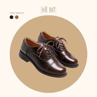 Oxford shoes - Giày da bò nữ (genuine leather) phong cách vintage, retro