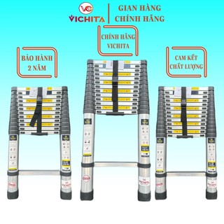 Thang Nhôm Rút VICHITA 3M8 - 4M4 - 5M - 5M4 - Tặng Ốp Thang Chống Trượt + 2 Chốt Thang Nhôm - Nhập Khẩu Cao Cấp