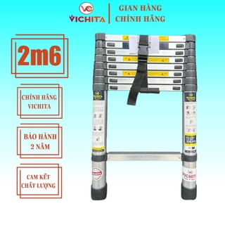 Thang nhôm rút đơn 2.6m vichita - thang rút thích hợp dùng cho gia đình