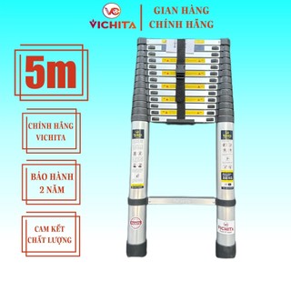 Thang Nhôm Rút Đơn 5M VICHITA  - Kéo Rút Dễ Dàng Thuận Tiện - Ảnh Tự Chụp [Tặng 2 Chốt Thang]