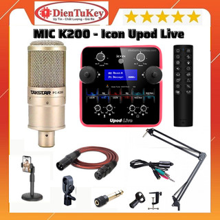 Bộ combo mic thu âm hát livestream sound card icon upod live và mic thu âm takstar k200 thu âm điện thoại máy tính