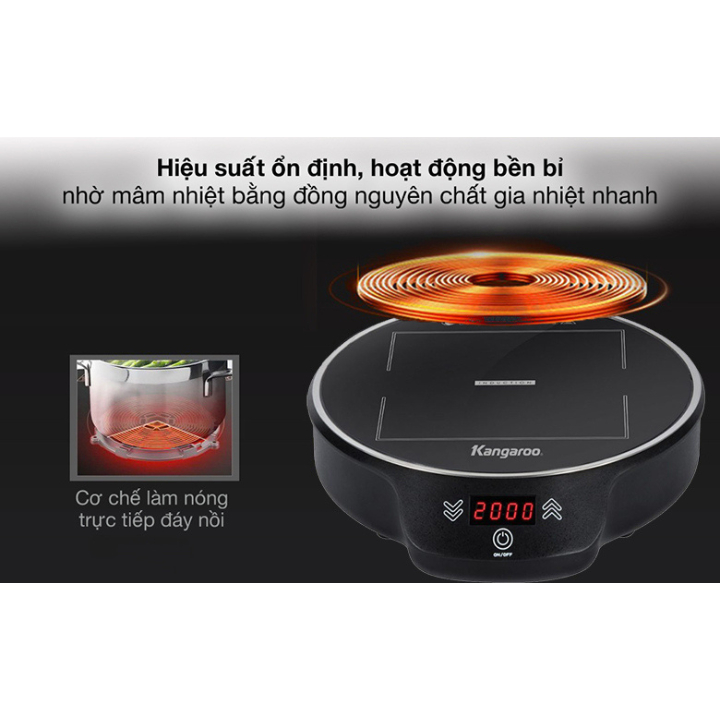 Bếp Điện Từ Đơn Cảm Ứng Kangaroo KG20IH8-KG20IH10-Công Suất 2000W - Bếp Điện Đa Năng Kangaroo