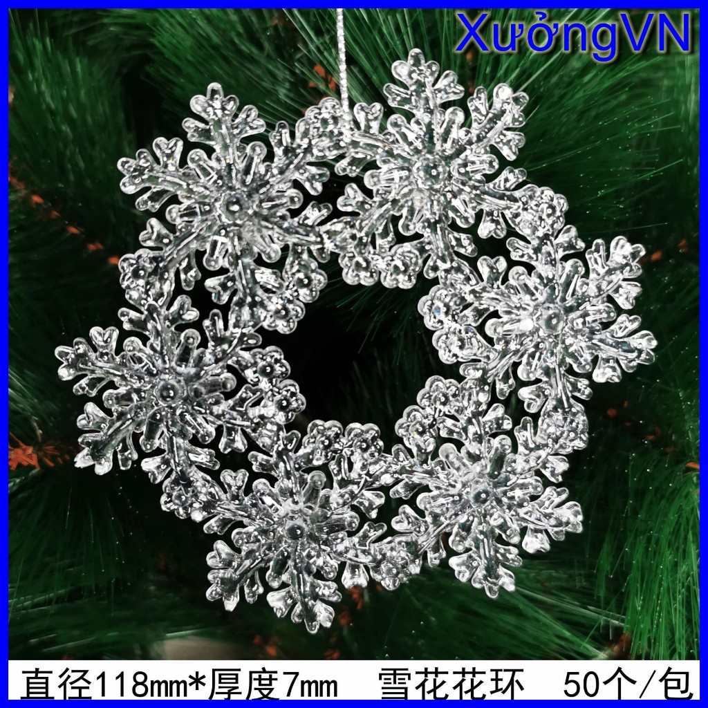 Bông tuyết acrylic trong suốt trang trí cây thông giáng sinh - Noel Lung linh